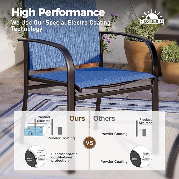 Patio Dining Set 9 PCS, 8 Stable Outdoor Dining Chairs with Rectangular Dining Table, Patio Table and Chairs Set for Lawn,Garden,Deck and Backyard