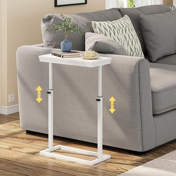 TUTOTAK End Table, Side Table, Tall Couch Table, Sofa Table, Living Room, Bedroom, White TB01BW0832