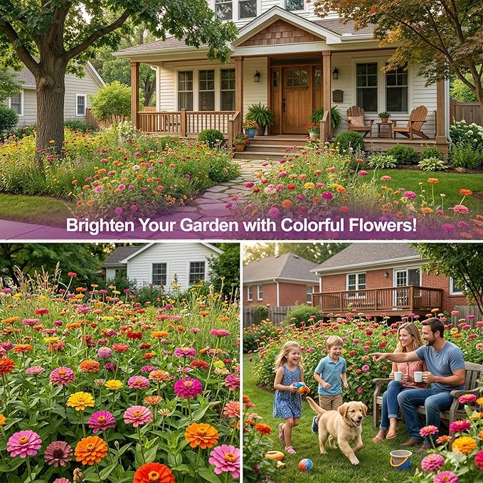 1000+ Crazy Blend Zinnia Seeds for Planting Zinnia Elegans Heirloom Open Pollinated & Untreated Mixed Color Zinnia Flowers