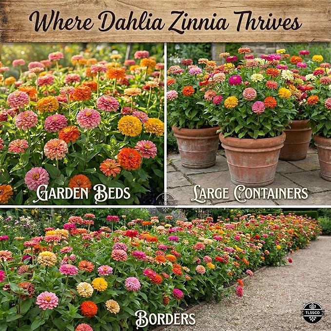 754+ Zinnia Dahlia Seeds, Pack for 2026 USA Premium Non-GMO Flower Seeds, Vibrant Zinnia Elegans for Pollinator Gardens, Borders & Containers, Easy-to-Grow Outdoor Blooms