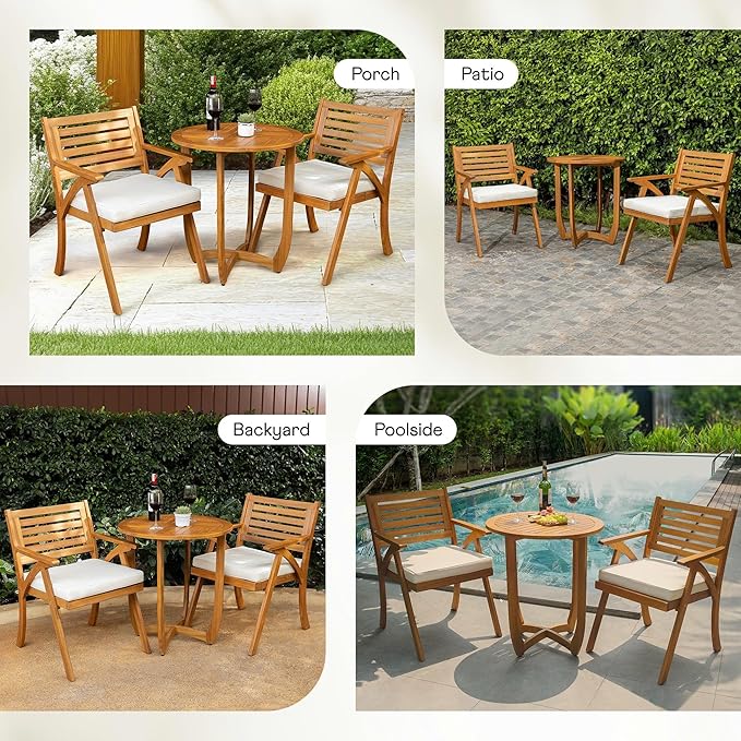 Sauvage Bistro Armchairs with Table - Set of 3