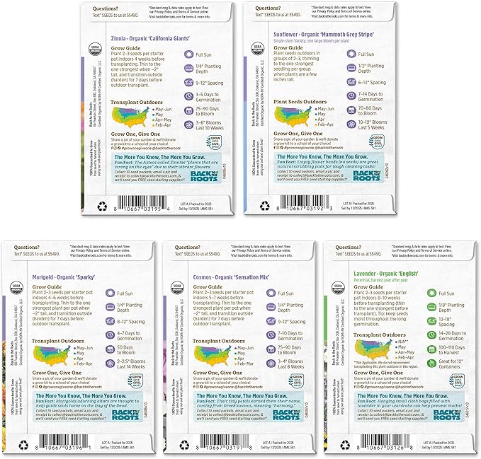 Back to The Roots Organic Flowers Seeds Variety (5-Pack)