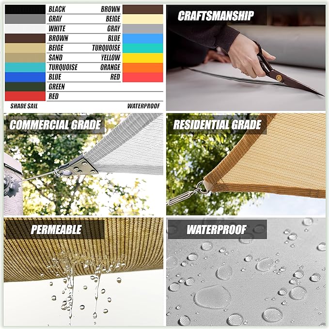 Amgo Custom Size 17' x 24' x 29.4' White Right Triangle Sun Shade Sail UPF50+ AGTAPRT12, Order to Make Canopy Awning, 95% UV Blockage, Water & Air Permeable, Commercial Standard (We Customize)