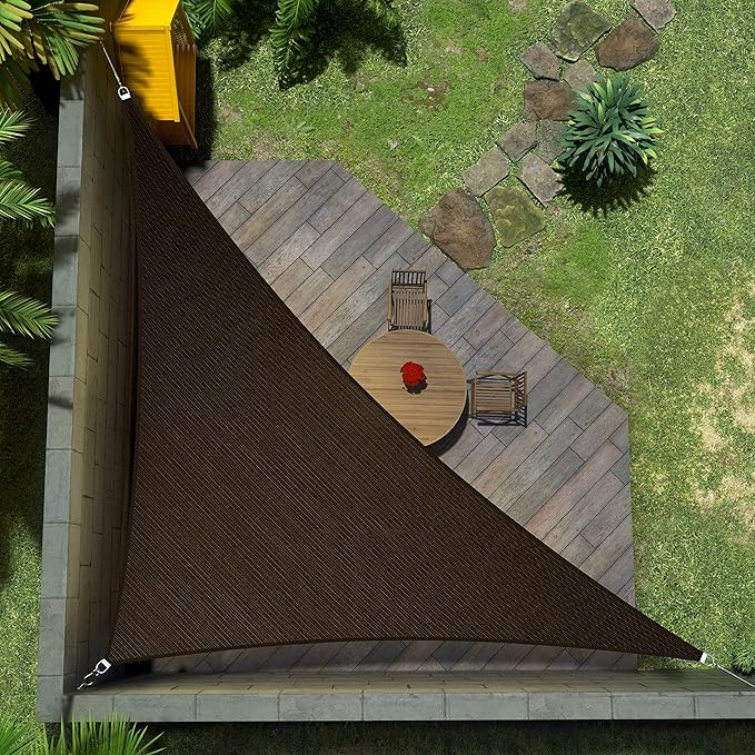Amgo 14' x 14' x 19.8' Brown Right Triangle Sun Shade Sail UPF50+ Canopy Awning AGSLT, 95% UV Blockage, Water & Air Permeable, 200GSM Heavy Duty Commercial and Residential (We Make Custom Sizes)