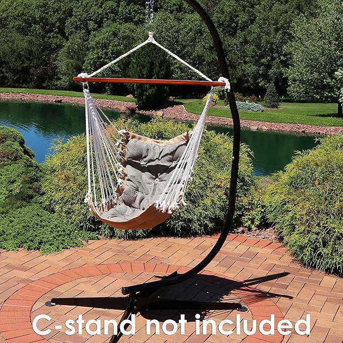 Sunnydaze Tufted Victorian Large Hanging Hammock Chair - Sturdy 300 Pound Capacity - Gray