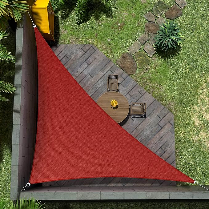 Amgo Custom Size 11' x 18' x 21.1' Red Right Triangle Sun Shade Sail Order to Make Canopy Awning UPF50+ AGSLT, 95% UV Blockage, Water & Air Permeable, 200GSM Commercial Standard (We Customize)