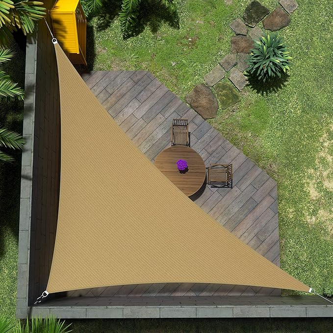 Amgo Custom Size 13' x 20' x 23.9' Sand Beige Right Triangle Sun Shade Sail UPF50+ AGTAPRT12, Order to Make Canopy Awning, 95% UV Blockage, Water & Air Permeable, Commercial Standard (We Customize)