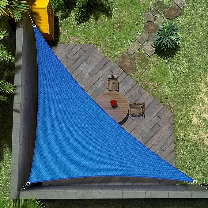 Amgo Custom Size 13' x 15' x 19.8' Blue Right Triangle Sun Shade Sail UPF50+ AGTAPRT12, Order to Make Canopy Awning, 95% UV Blockage, Water & Air Permeable, Commercial Standard (We Customize)