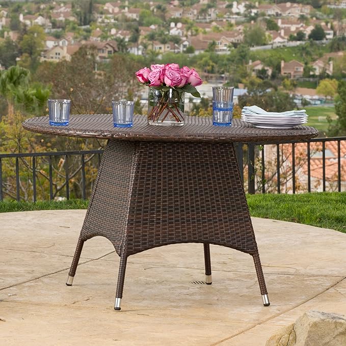 Christopher Knight Home Corsica PE Round KD Dining Table, Multibrown