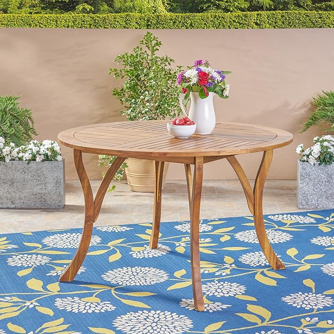 Christopher Knight Home Adn Outdoor 47" Round Acacia Wood Dining Table, Teak