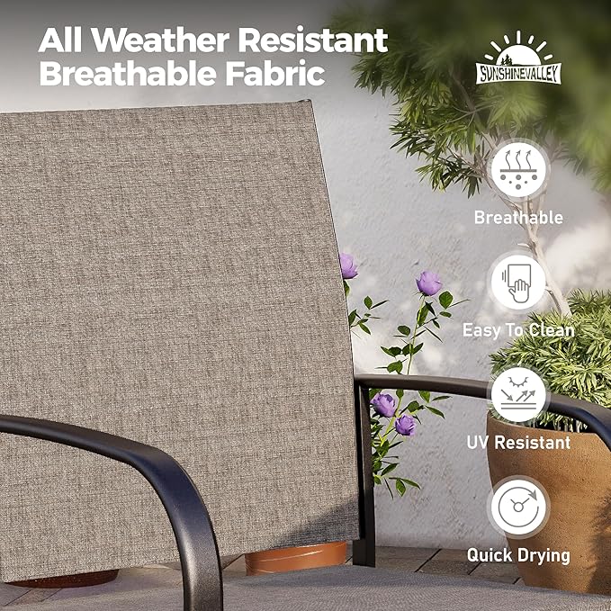 Patio Dining Set 9 PCS, 8 Stable Outdoor Dining Chairs with Rectangular Dining Table, Patio Table and Chairs Set for Lawn,Deck and Backyard