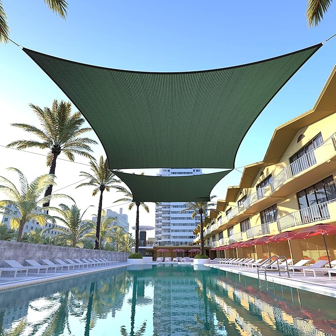 ColourTree TAPR1616 Custom Size 14' x 21' Green Sun Shade Sail Canopy UV Block UPF50 Rectangle - Commercial Standard Heavy Duty - 190 GSM - 3 Years Warranty