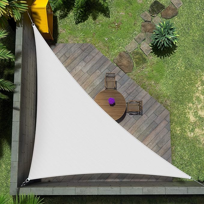 Amgo Custom Size 5' x 5' x 7.1' White Right Triangle Sun Shade Sail Order to Make Canopy Awning UPF50+ AGSLT, 95% UV Blockage, Water & Air Permeable, 200GSM Commercial Standard (We Customize)
