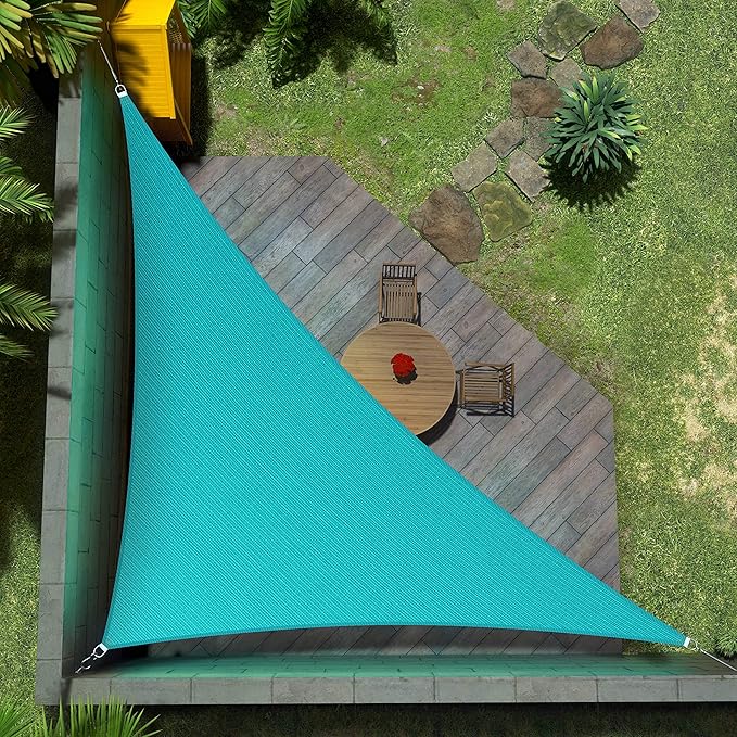 Amgo Custom Size 14' x 19' x 23.6' Turquoise Triangle Sun Shade Sail Order to Make Canopy Awning UPF50+ AGSLT, 95% UV Blockage, Water & Air Permeable, 200GSM Commercial Standard (We Customize)