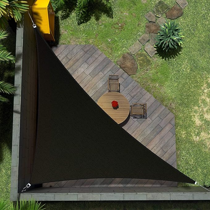 Amgo Custom Size 22' x 22' x 31.1' Black Right Triangle Sun Shade Sail UPF50+ AGTAPRT12, Order to Make Canopy Awning, 95% UV Blockage, Water & Air Permeable, Commercial Standard (We Customize)